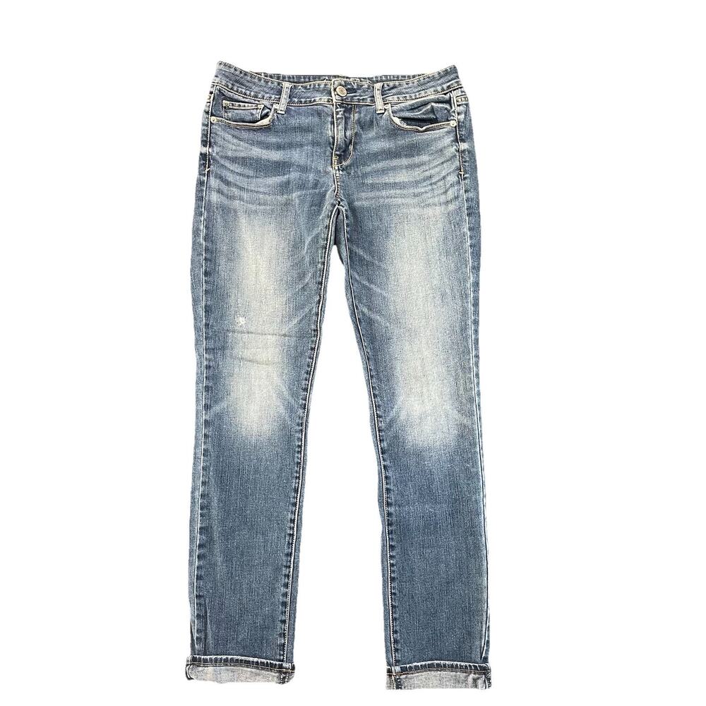VTG American Eagle Skinny Jeans Womens 10 R Medium Wash Blue Stretch Low Rise